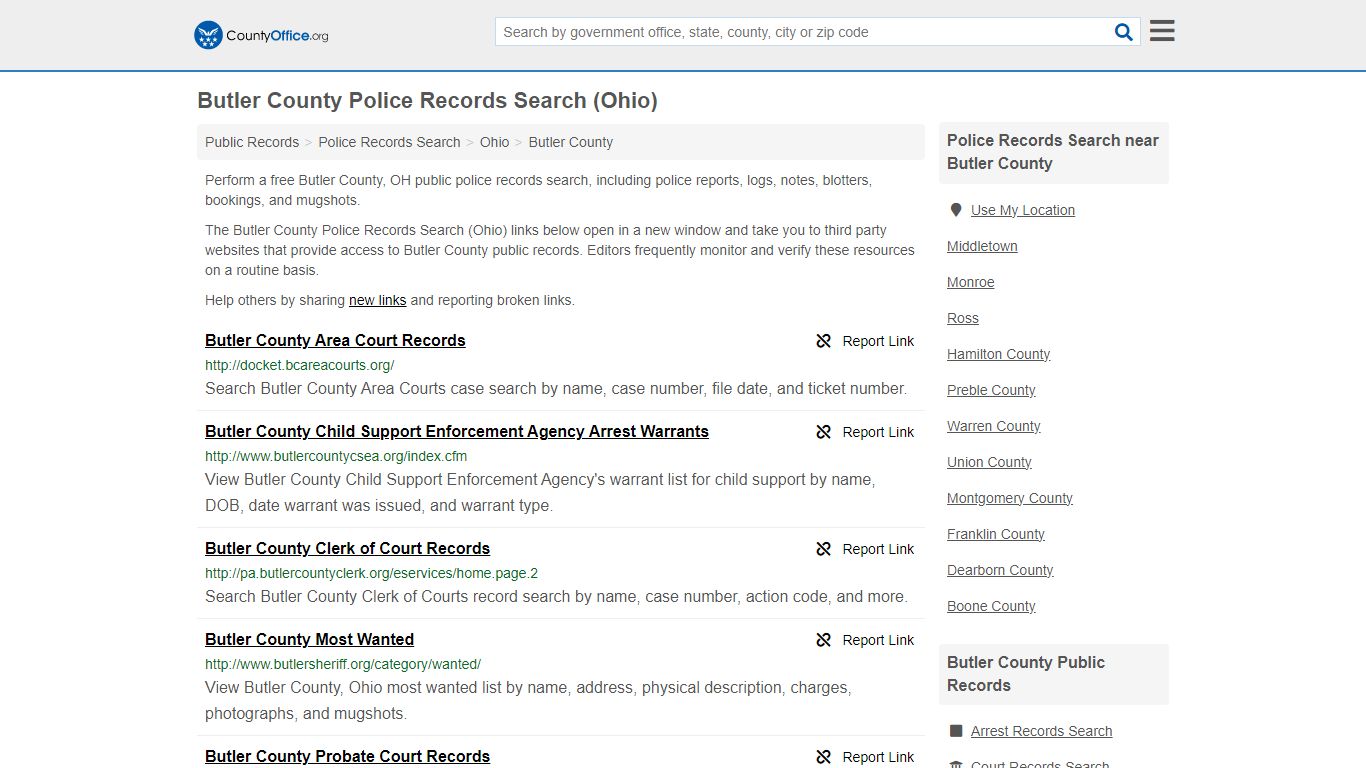 Police Records Search - Butler County, OH (Accidents & Arrest Records)